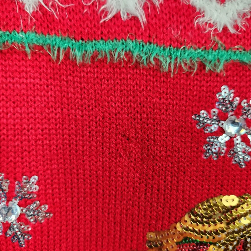 Ugly Christmas Sweater UCS Dress Cute Unicorn Faux Fur Jingle Kids Size Medium